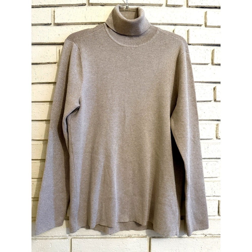 Chicos 3 Gold Sparkle Knit Turtle Neck US Size XL Long Sleeve